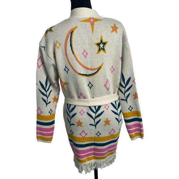QVC Denim & Co. Canyon Retreat Wrap Fringe Sweater Color Ecru NWOT Size XXS - Picture 3 of 6